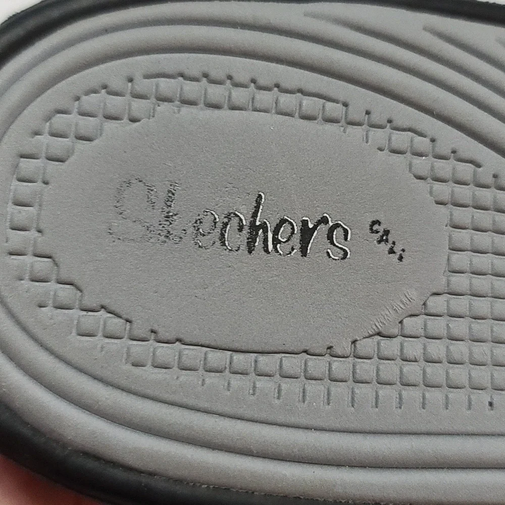 Skechers Womens Wedge‎ Sandals Strappy Shimmery Silver Approx Sz 10 GUC READ